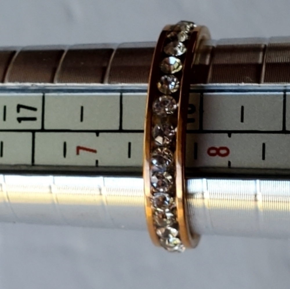 Two Stainless Steel Rhinestone‎ Rings Size 7-1/2 NWOT - Picture 10 of 13